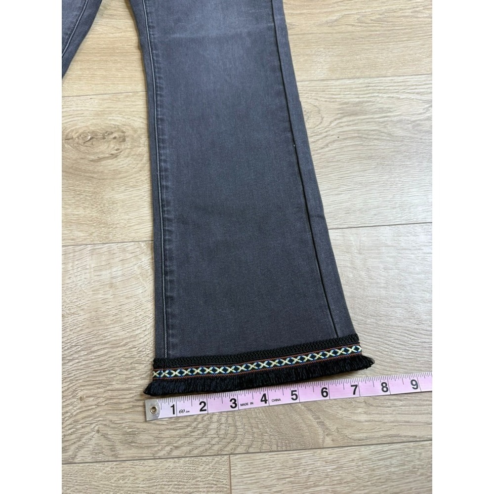 NWT Womens DG2 by Diane Gilman fringe hem embroidered hem black straight size 2 - Picture 5 of 12